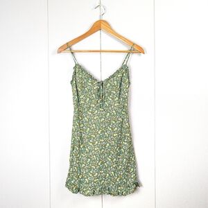 NWOT Sky To Moon Green Ditsy Floral Ruffle-Hem Cami Mini Dress - Small — Boho